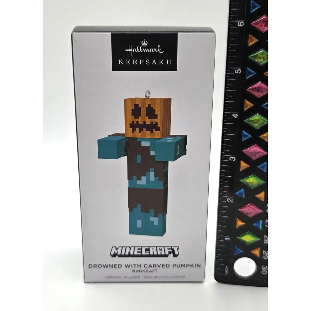 2024 Hallmark Minecraft Drowned With Carved Pumpkin Keepsake‎ Ornament New